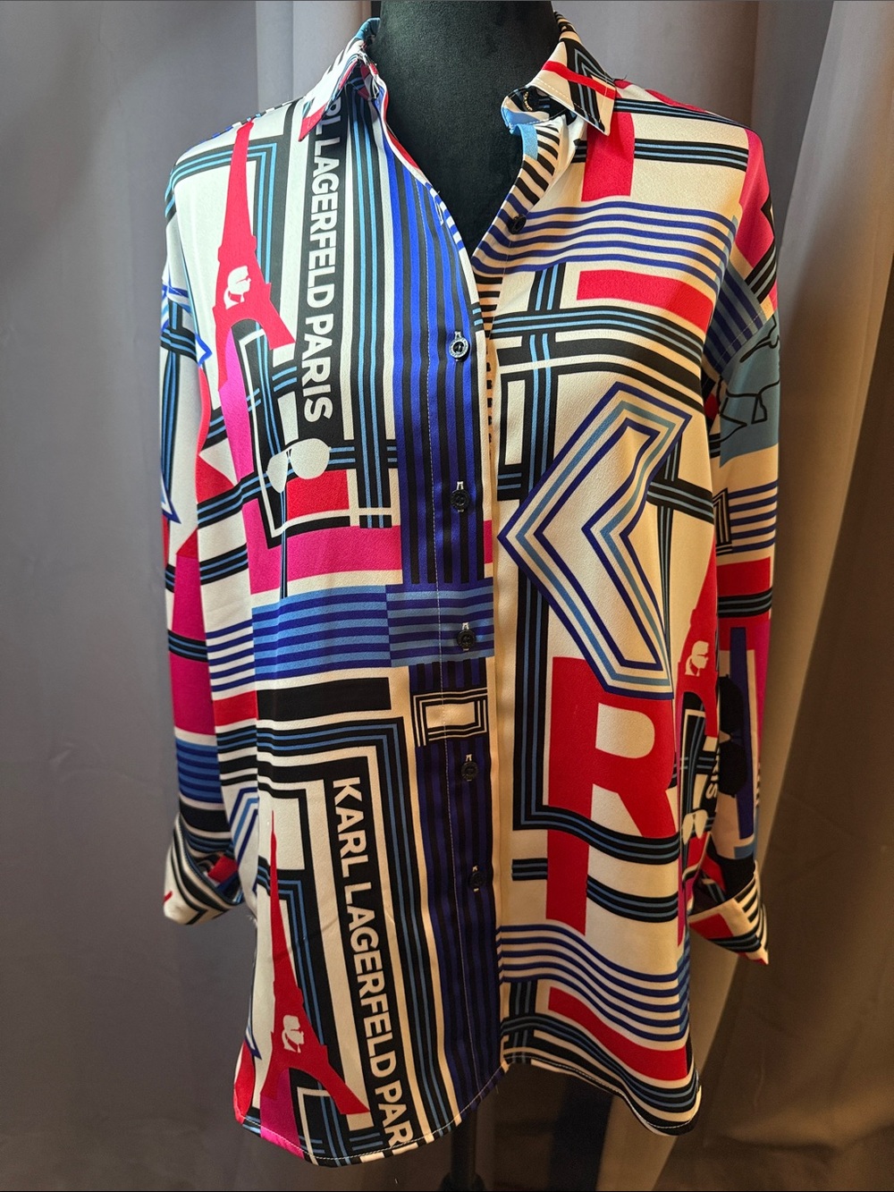 Karl Lagerfeld Multicolor Graphic Button-Front Shirt